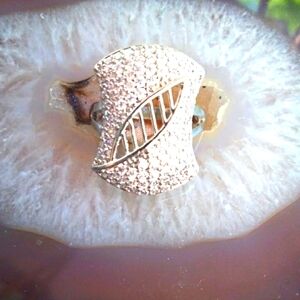 Rectangle Cube Zirconia 18k White Gold Plated Women's Ring.